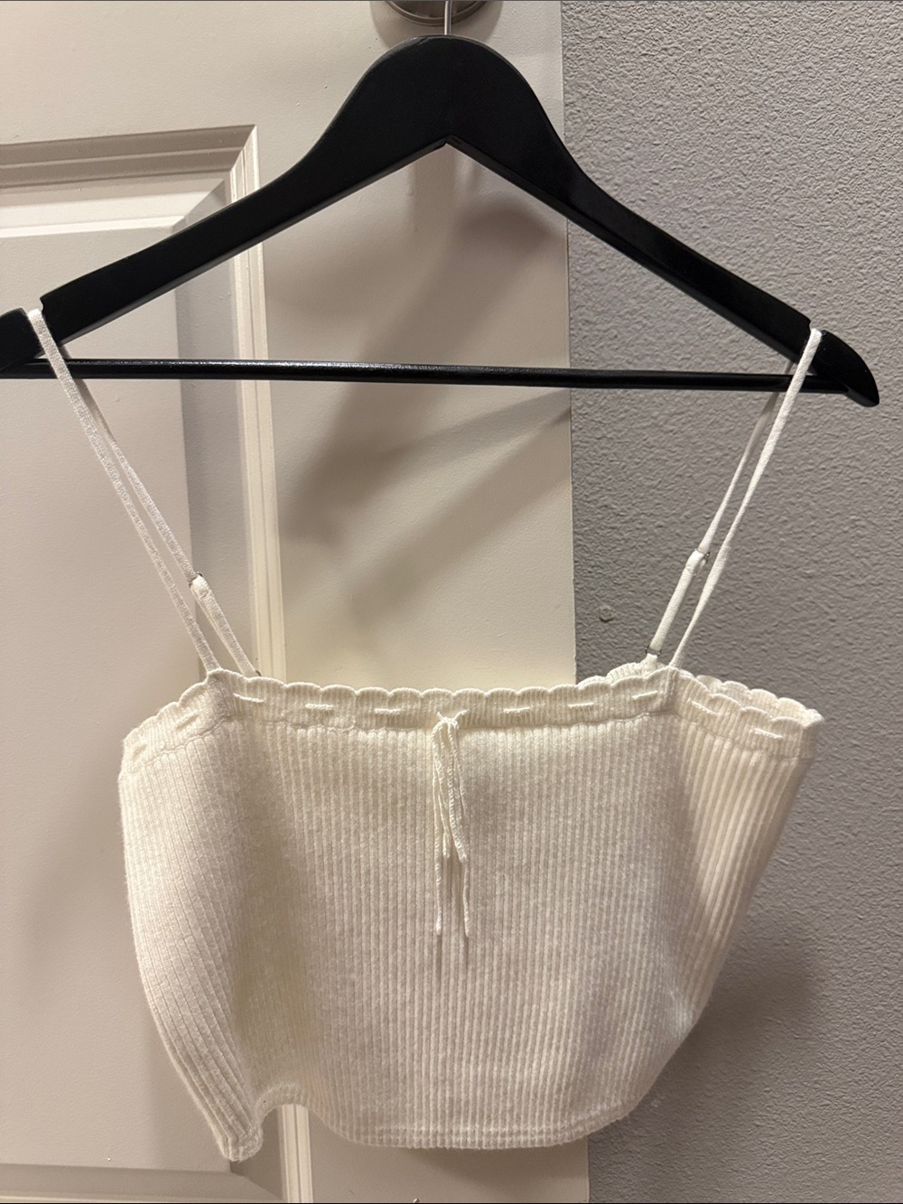 Danielle Guizio cielo white rib knit top